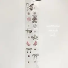 耳ツボジュエリー　ピンク　シルバー　キラキラ　派手　ワンホン