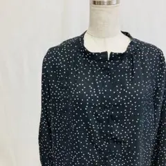 ドットデザイン長袖ブラウス