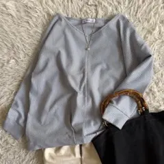 【グリーンレーベルリラクシング】ストライプVネックカットソー　プルオーバー