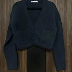 ZARA ダークブルー クロップドカーディガン L