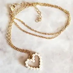 ハート型 パール風ネックレス