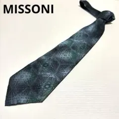 MISSONI ミッソーニ　ネクタイ　ダークグリーン 幾何学模様 シルク　絹