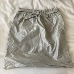 グレー ウエストリボン付き スカート 36