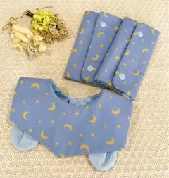 【ハンドメイド】クマ耳付きスクエアスタイ&抱っこ紐カバー