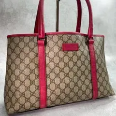 ✨美品✨GUCCI GG トートバッグ ブラウン ピンク レザー ロゴ 金具