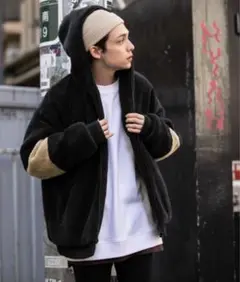 RAGEBLUE ボアフードブルゾン　ブラック/ブラウン