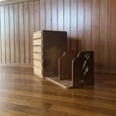 アンティーク　本立て付き小引き出し　古家具　花模様　昭和レトロ