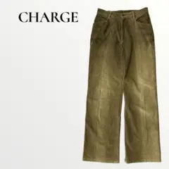 レナウン CHARGE ワイドパンツ コーデュロイ カーキ 無地 【M】