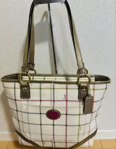COACH チェック柄 ミニトートバッグ - メルカリ