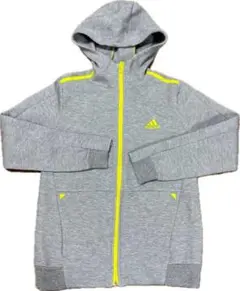 アディダス⭐︎フルジップパーカー グレー＆イエロー160cm