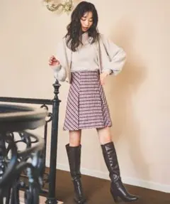 And Coutureカラー千鳥ツイードミニスカート