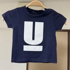 125 UNDER COVER キッズ 半袖Tシャツ ネイビー ロゴプリント Sのサムネイル