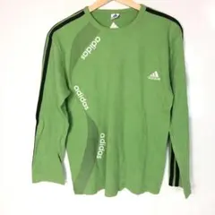 adidas アディダス ロンT グリーン 3本ライン 長袖Tシャツ