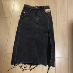 ダークグレー デニム タイトスカート スリット入り