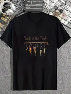 Tシャツ　フィッシング　釣り　ルアー　黒　コットン　Lサイズ