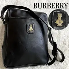 希少 BURBERRY シェルター ボックス オールレザー ショルダーバッグ 黒
