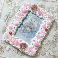 B8 硬質ケースデコ　ホイップデコ　トレカケースデコ（ピンクハート星リボン）