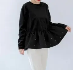 Fit More 裾バルーンパールベロアトップス