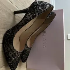 D.IANA 黒 レース ハイヒール　24.0