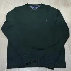 【美品】TOMMY HILFIGER ワンポイントニット Lサイズ グリーン