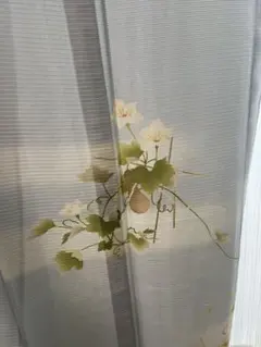付下げ訪問着 縮緬地 蘇州刺繍 七宝模様 丸に剣花菱紋入り 正絹 11952