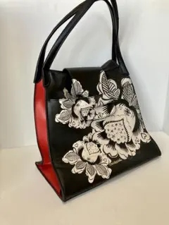 デシグアル☆desigual☆ブラック×ブルー×レッド☆レザートートバッグのサムネイル