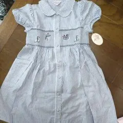 最終お値下げ！　ボンポワン　Bonpoint 　120 ストライプ半袖ワンピース