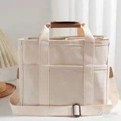 キャンバス ショルダー トート バッグ ホワイト 大容量 シンプル カジュアル