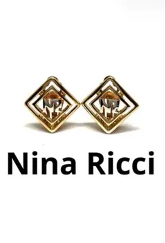 Nina Ricci ニナリッチ イヤリング NRロゴ スクエア バイカラー