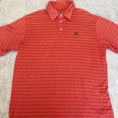 adidas メンズ ゴルフウェア ポロシャツ ボーダー オレンジ L