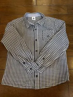 Petit Bateau 長袖シャツ 128cm ネイビー・ホワイトチェック