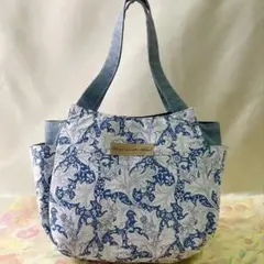 【美品】ウィリアムモリス　アカンサスウォールフラワー柄　チューリップバッグ