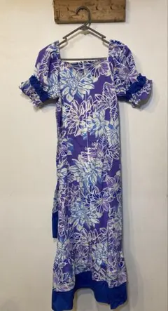 フラダンス用ドレス(ムームー) 紫と青の花柄