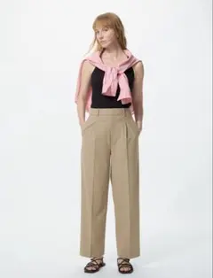 UNIQLO / タックワイドパンツ ベージュ M
