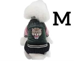 犬服 ドッグウェア ペット服 つなぎ スカジャン風 ロンパース Mサイズ