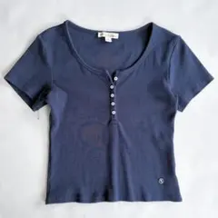 WHO.A.U ヘンリーネック Tシャツ ネイビー M