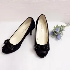 7 JILL STUART ビジュー付きオープントゥパンプス　美品　23.0