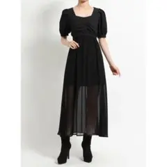 RESEXXY チュールレイヤード ミニワンピ 黒 大人ガーリー 細見え 脚長