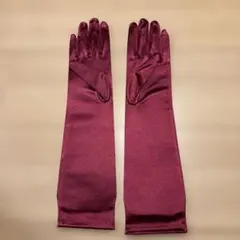 新品未使用真紅サテン38cmロンググローブ ワインレッド結婚式披露宴 フォーマル