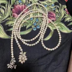 高級天然あこや真珠ロングネックレス留め具付き Y字最終価格