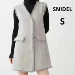 極美品 SNIDEL ツイード ジレ ミニワンピース 金ボタン スナイデル