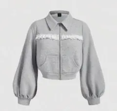 SHEIN MOD レース パッチワーク ショート スウェットシャツ パーカーのサムネイル