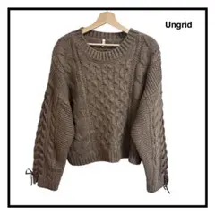 ★【Ungrid】　レースアップニット　長袖　ブラウン　レディース　フリーサイズ