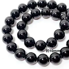 N39/天然石◇ブラックアゲート　約10mm 1連