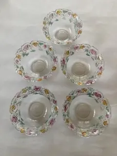 三洋陶器 龍峰窯 つみき 赤絵花鳥 ガラスデザートカップ 5客揃 - メルカリ