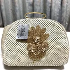 Dolphin ゴールド 花装飾 ハンドバッグ