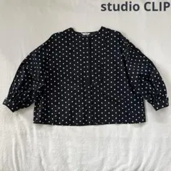 studio CLIP バルーン袖ドットブラウス