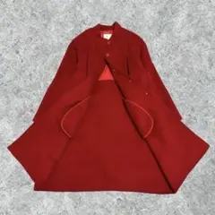 ウールロングコート オーバーサイズ 赤 レトロ古着 vintage
