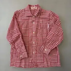 ミキハウス チェックシャツ 110 長袖 赤 白 ギンガム キッズ