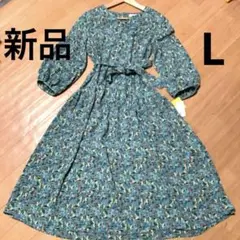 SIMPLE LIFEの 花柄ロングワンピース グリーン未使用品